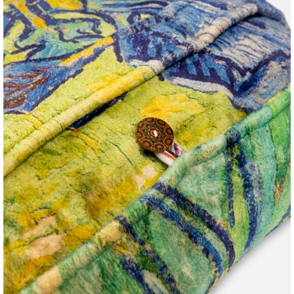 Johnny Was Irisis Travel Blanket Van Gogh Reversible Blue Floral Home Lounge NEW - Picture 4 of 7